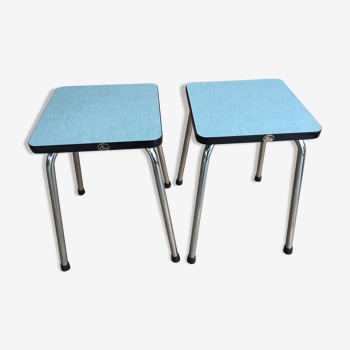 Duo of vintage matching stools in 60s formica brand Elem