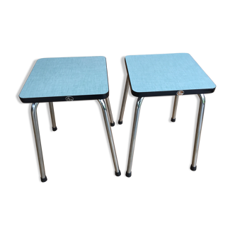 Duo of vintage matching stools in 60s formica brand Elem