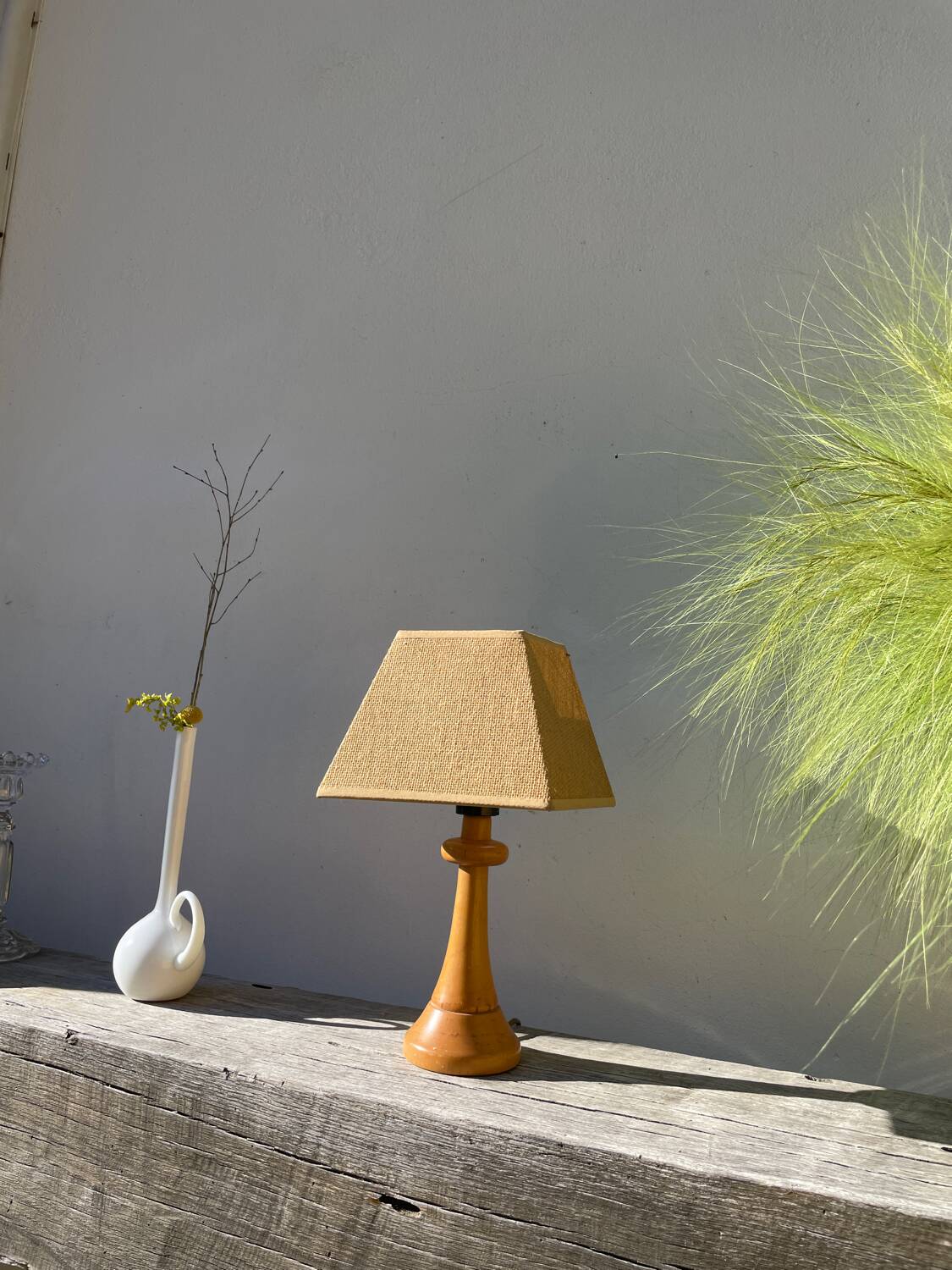 Light turned wood lamp o