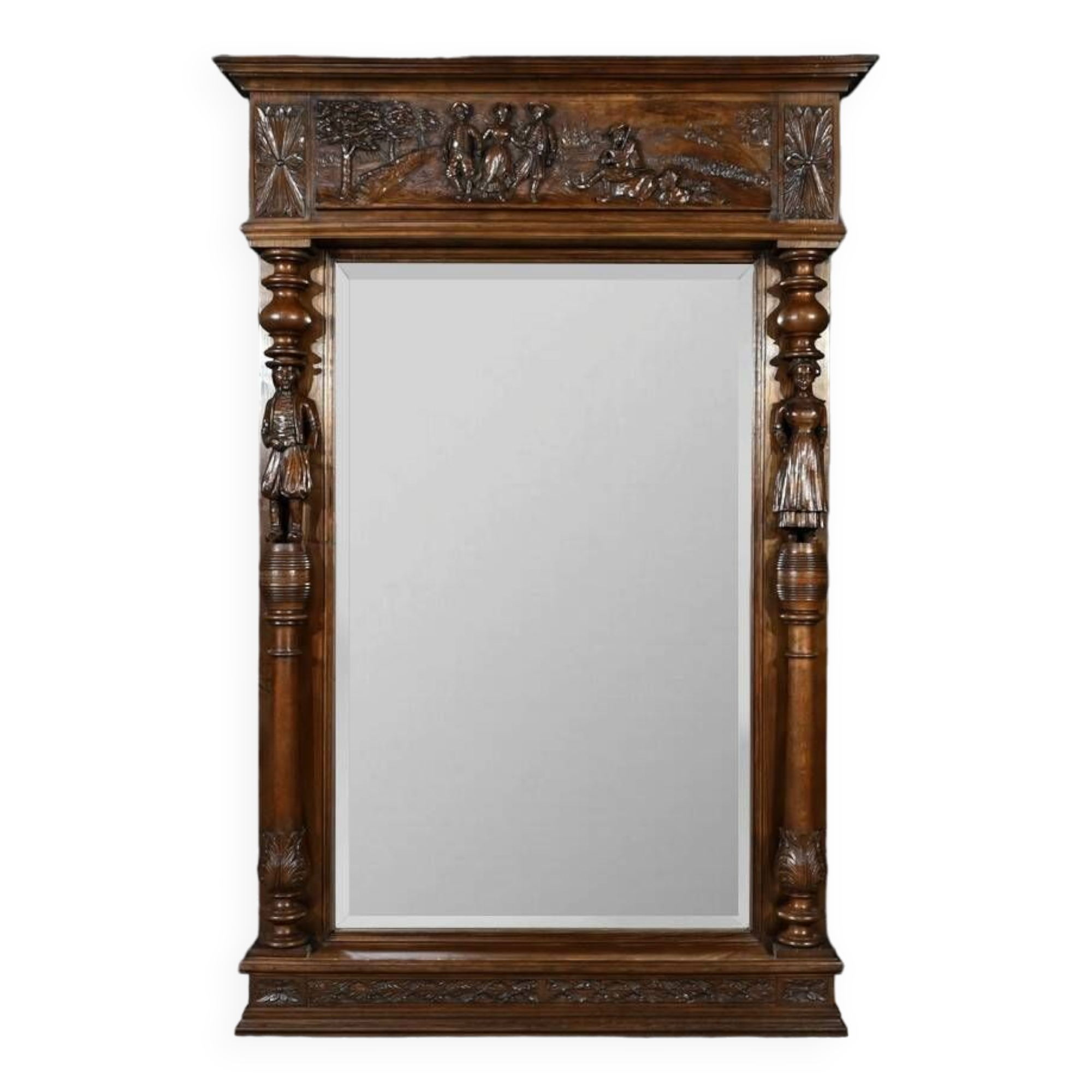 Important Regional Oak Mirror – Early 20th Century