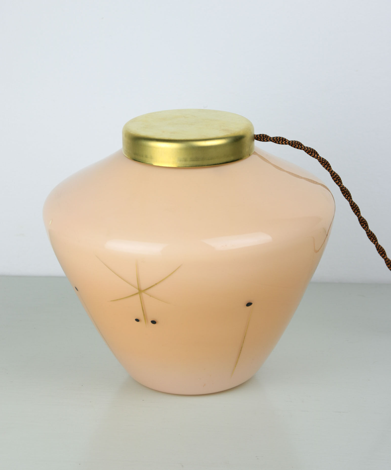 Midcentury glass & brass table lamp