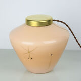 Midcentury glass & brass table lamp