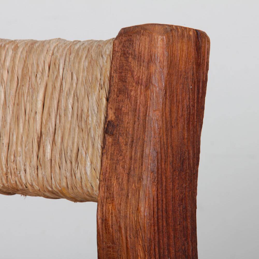 Set of 4 straw-seated wooden chairs, 1950.