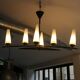 Mid-Century 6-Light Chandelier - Opaline and Brass