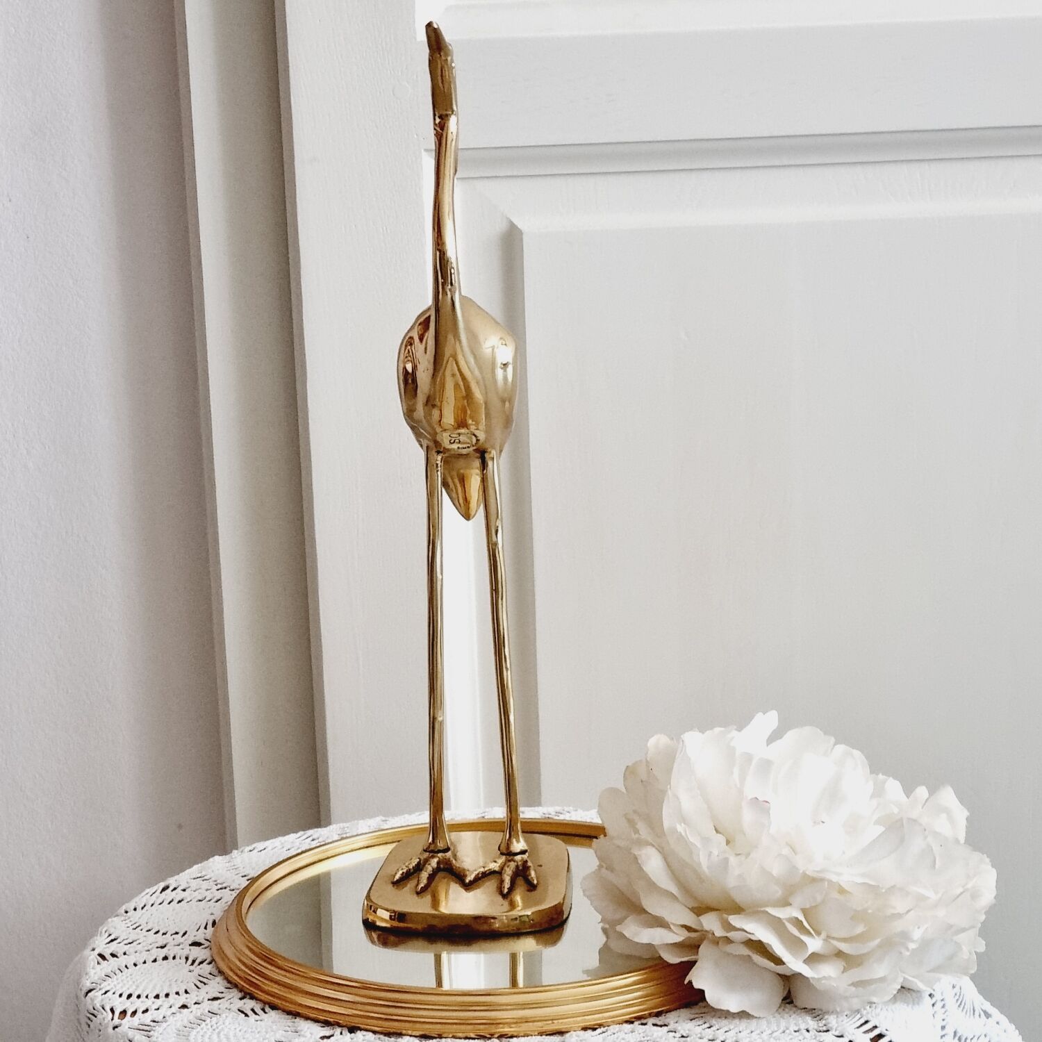 Ibis heron gilded brass