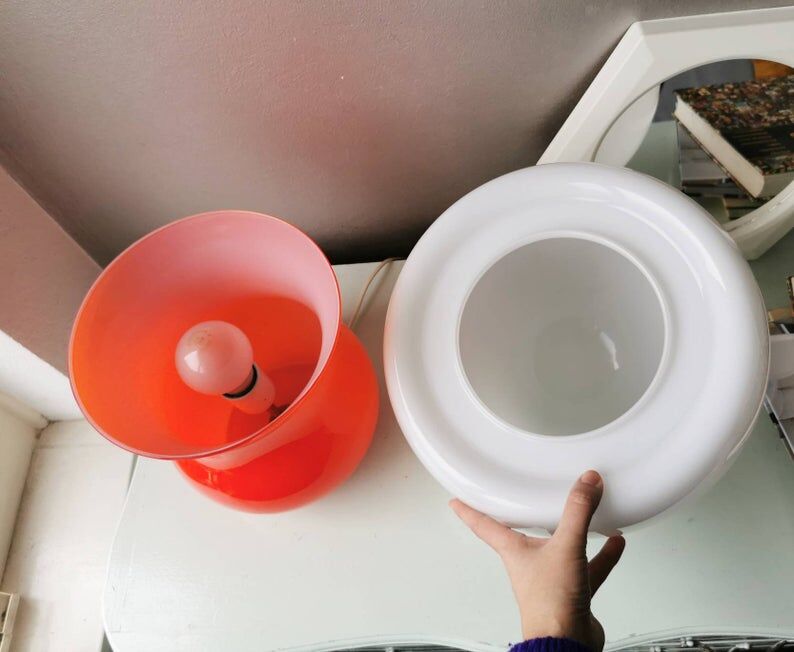 Unique glass mushroom lamp 1970