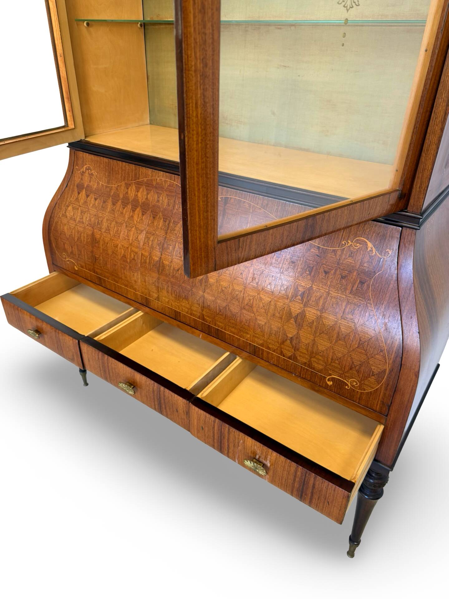 Secretary credenza in marquetry in the Italian Louis XV style from the mid-century, 1960.