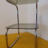Smoked glass and chrome side table