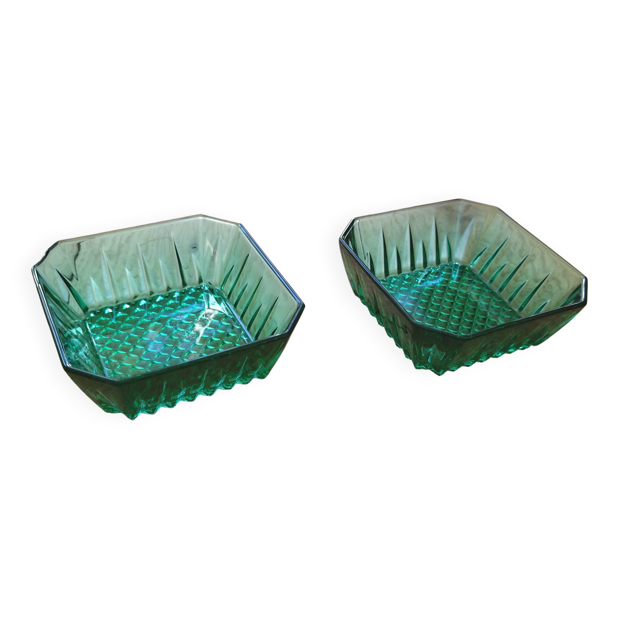 Ensemble de 2 ramequins verts vintage