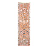3x11 Salmon & Orange Muted Color Turkish Runner Rug, 92x336 Cm