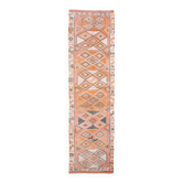 Tapis de couloir turc 3x11, coloris saumon et orange discrets, 92 x 336 cm