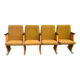 Set of 4 mid-century cinema seats in yellow fabric and light wood, 1950s.