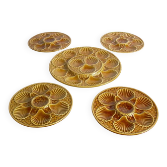 Longchamp Golden Carmel Brown Oyster Plates and Platter