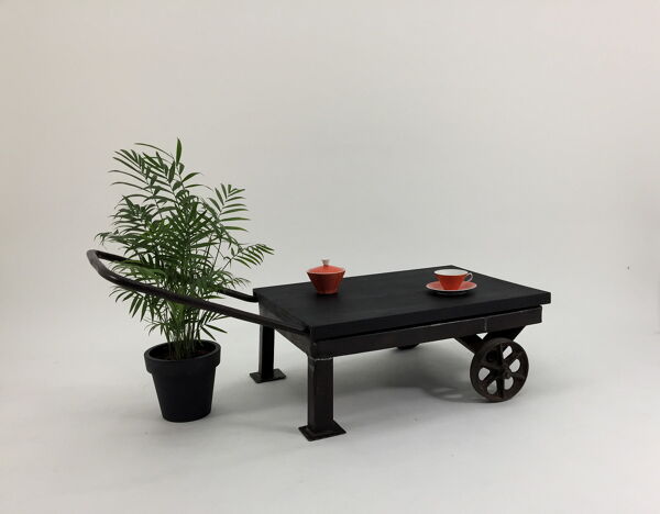 Table à café industrielle chêne des marais naturels