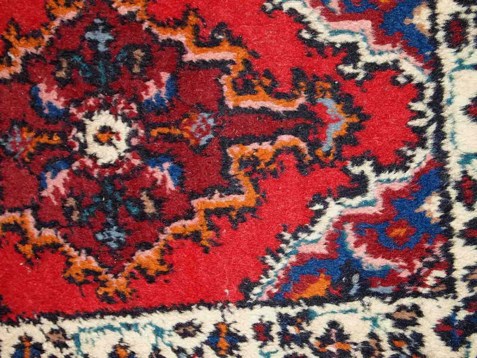 Vintage persian carpet hamadan handmade 1.3' x 1.9' (40cm x 60cm) 1970s, 1c761