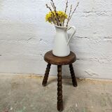 Turned wooden tripod stool