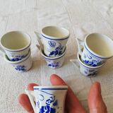 Vintage Porcelain Dinner Set 7 Small Cups with Horseman and Lasso Motif