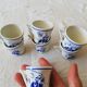 Vintage Porcelain Dinner Set 7 Small Cups with Horseman and Lasso Motif