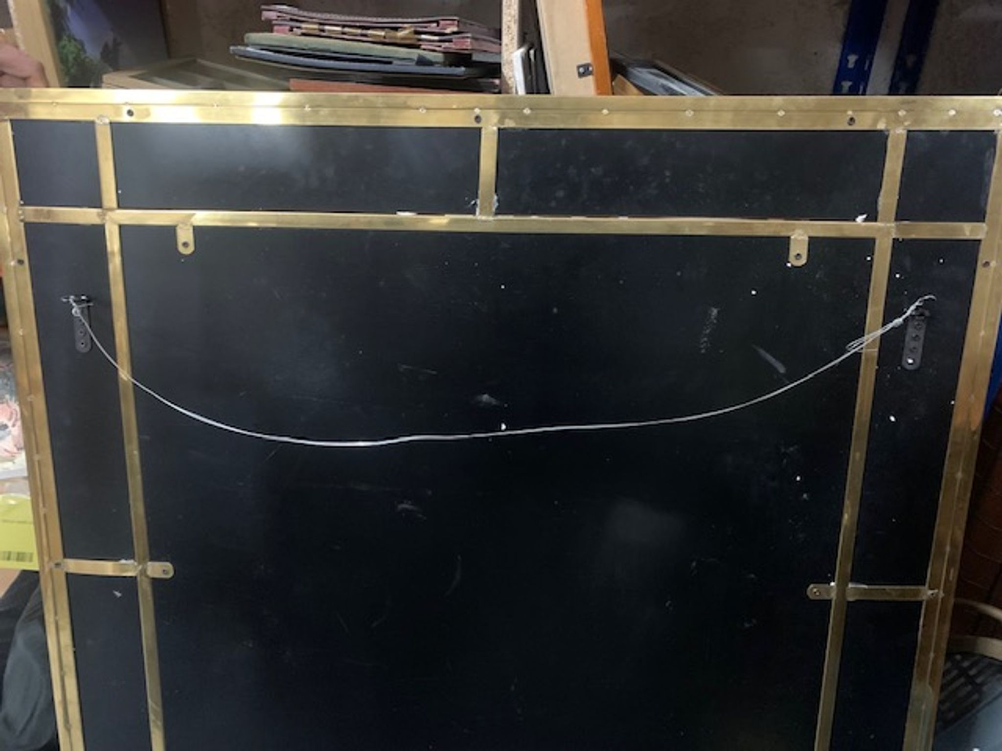 Mirror in brass and white veined black marble from the 70s