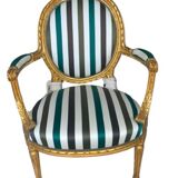 Pair of Louis XVI armchairs, Napoleon III era, restored and reupholstered with Duchess DEDAR