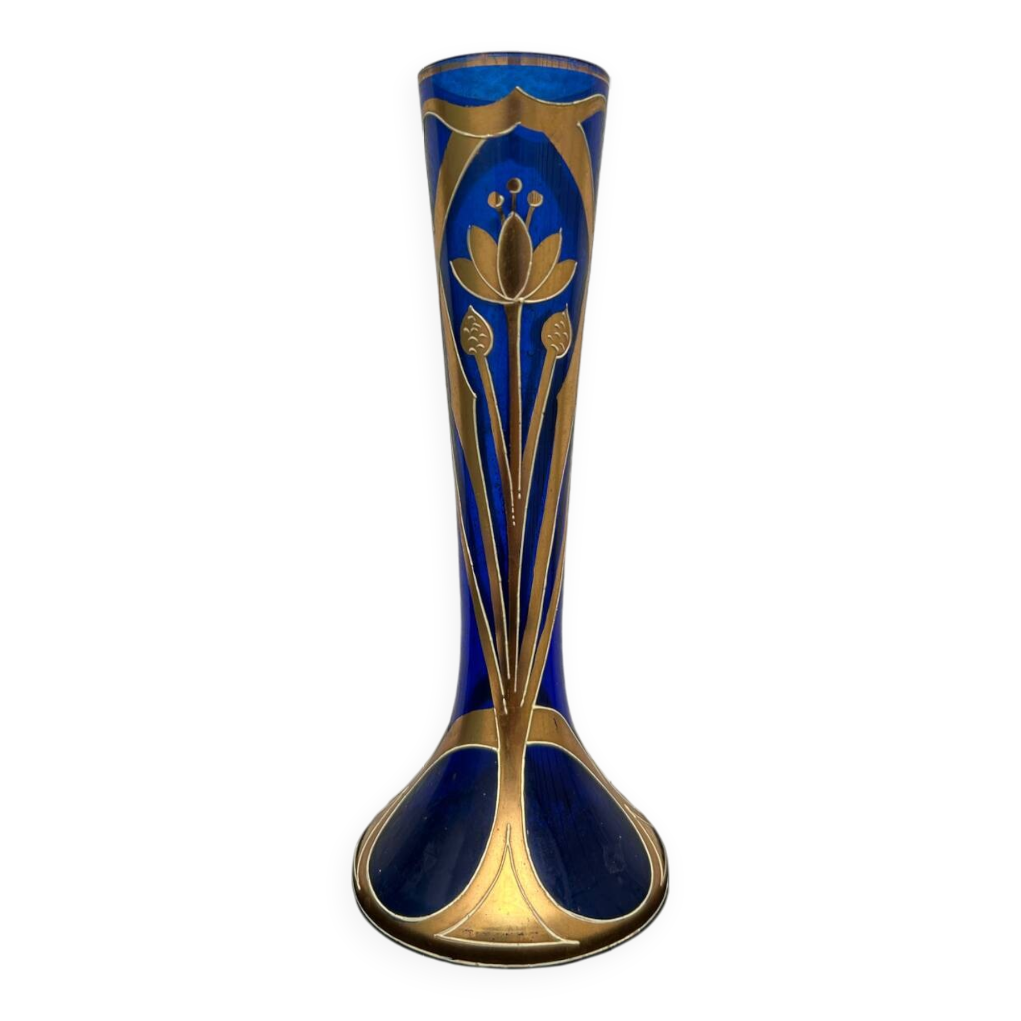 Théodore Legras - Art Nouveau Blue Gilded and Enameled Vase