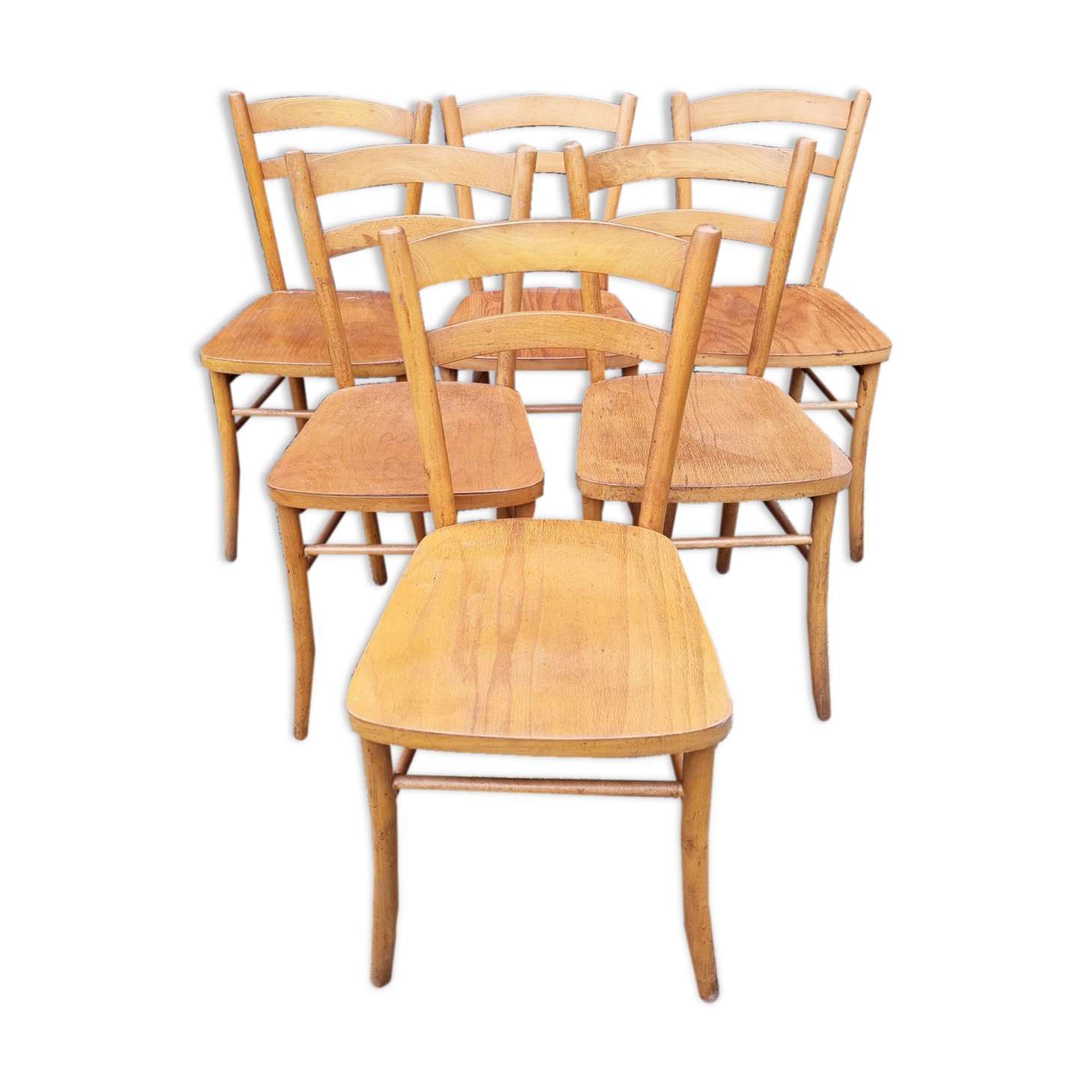 Six Luterma chairs, stylized seat, vintage, 50s-60s