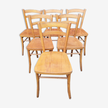 Six Luterma chairs, stylized seat, vintage, 50s-60s