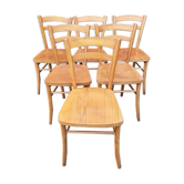 Six chaises Luterma, assise stylisée, vintage, années 50-60