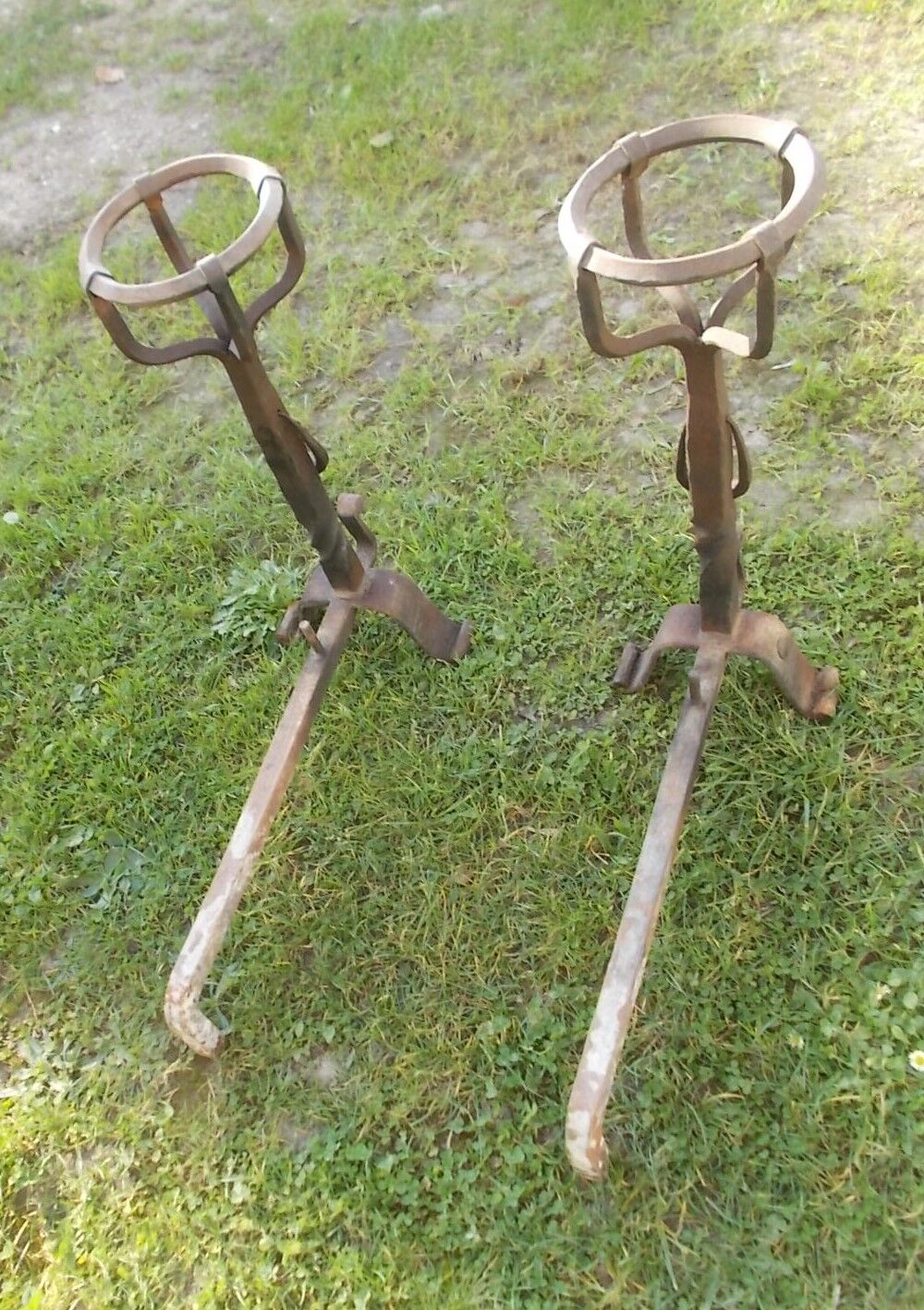 Pair of wrought iron fire dogs