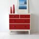 Vintage lacquered wood chest of drawers