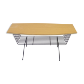 Table low magazine rack black metal and formica