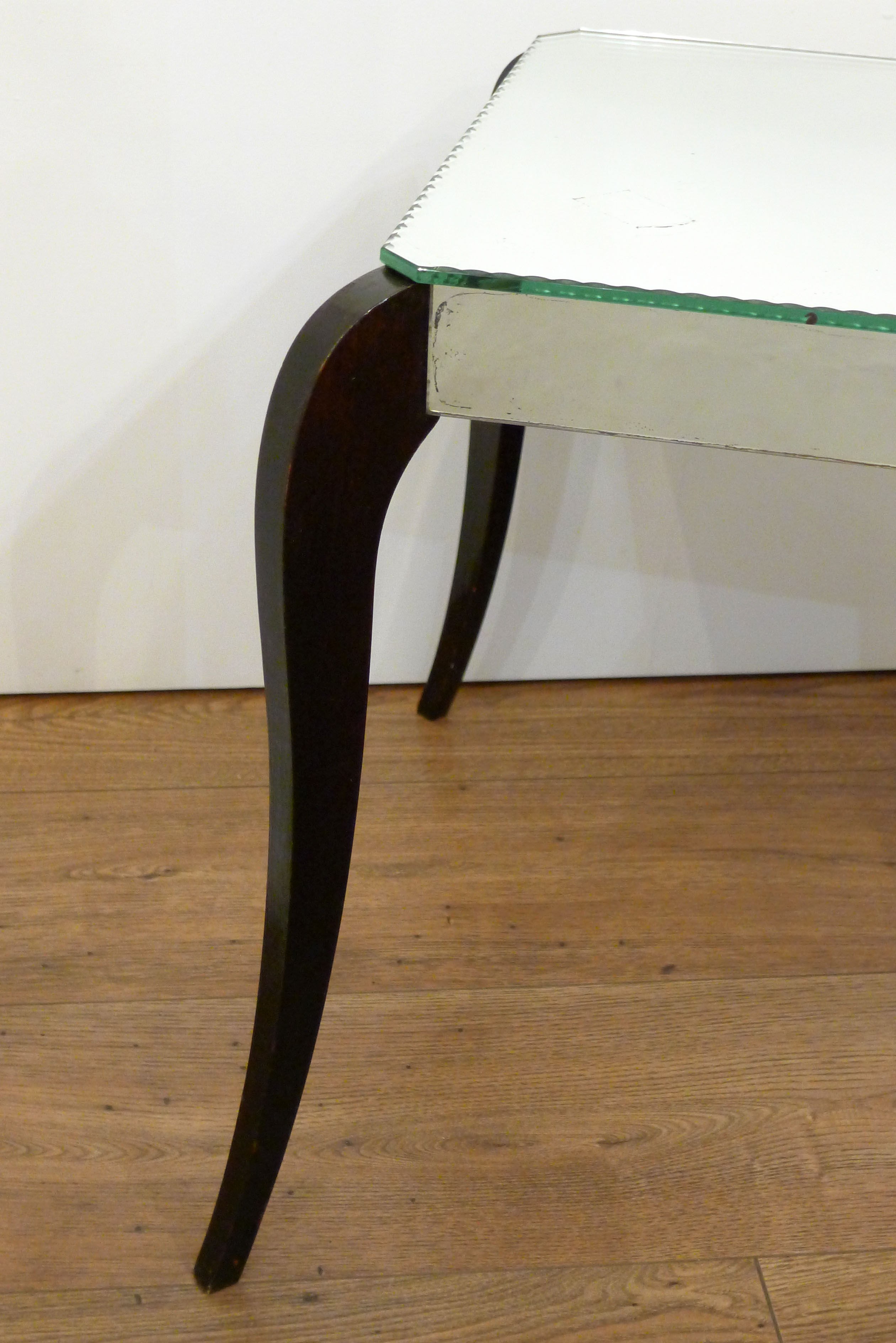Mirror Art Deco coffee table - curved feet