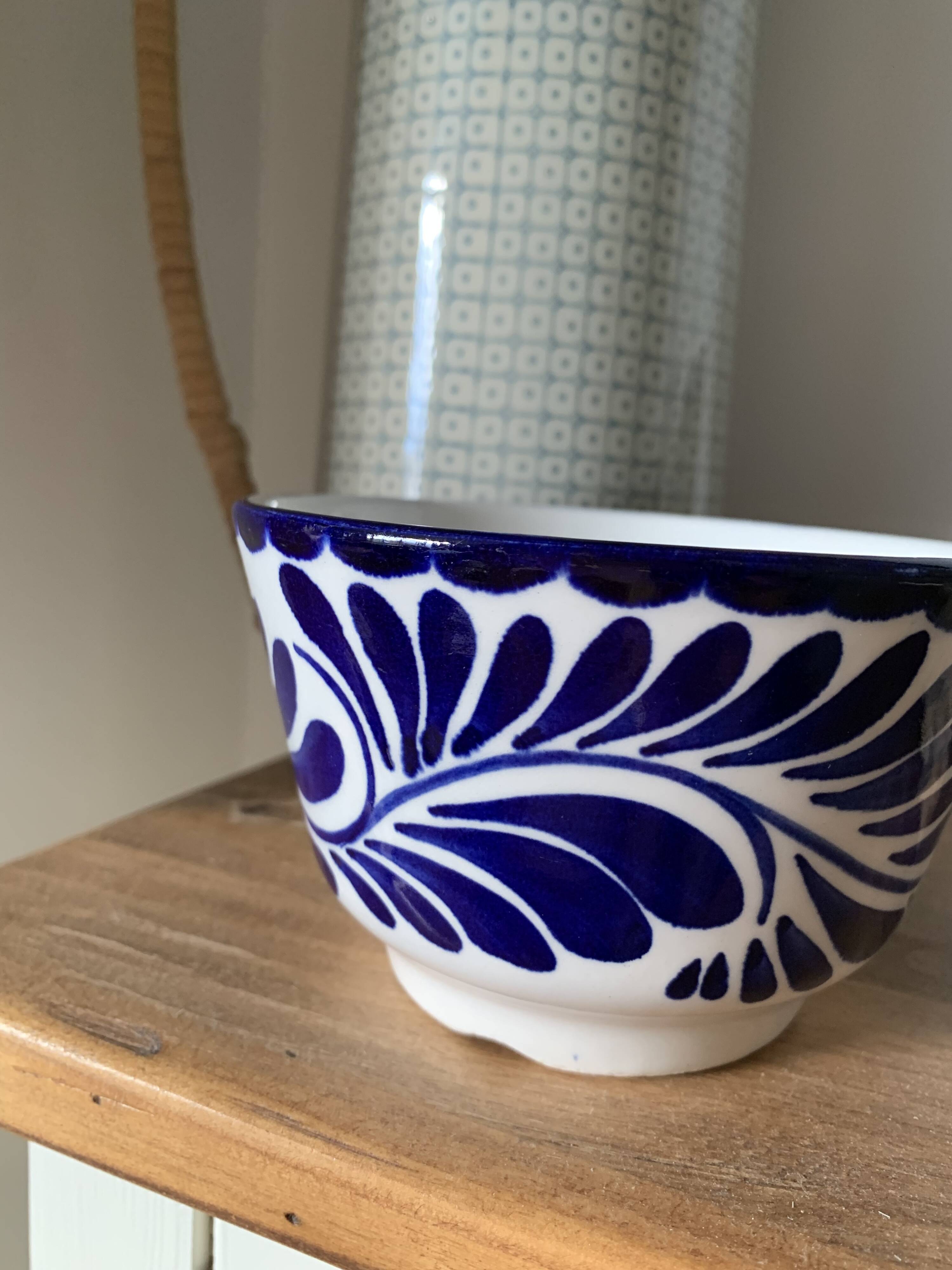 Vintage hard blue & white ceramic bowl - Anfora: art from Madagascar - TBEG!