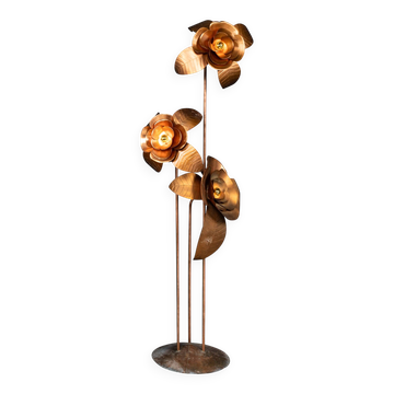 Vintage 20thc italian brass floral floor lamp c.1970