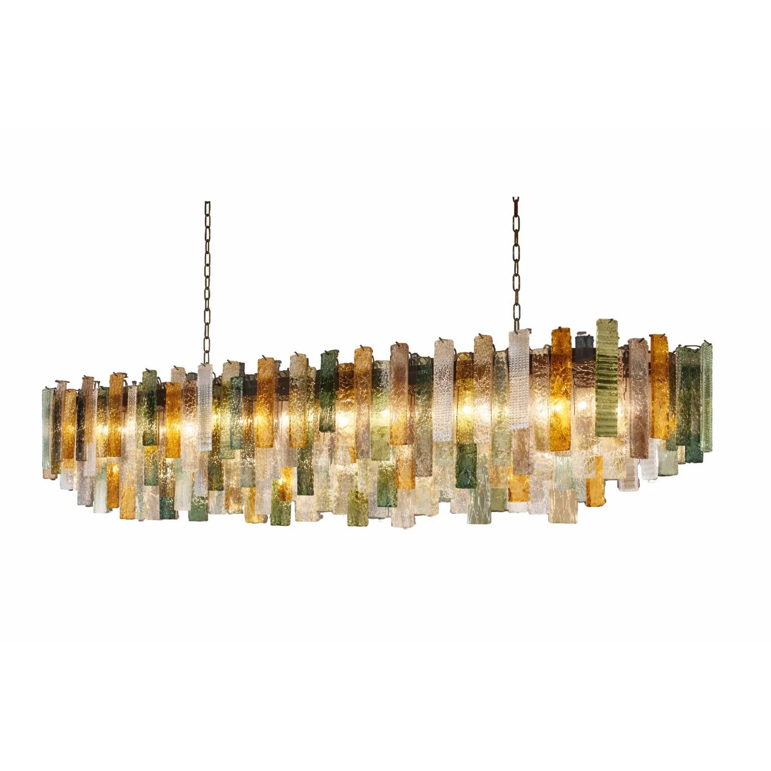 Grand lustre en verre de Murano avec des bandes rectangulaires