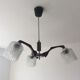 Scandinavian chandelier 60s in teak and molded glass