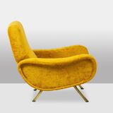 Marco Zanuso pour Artflex. Fauteuils jaune et en laiton doré. Années 1950.
