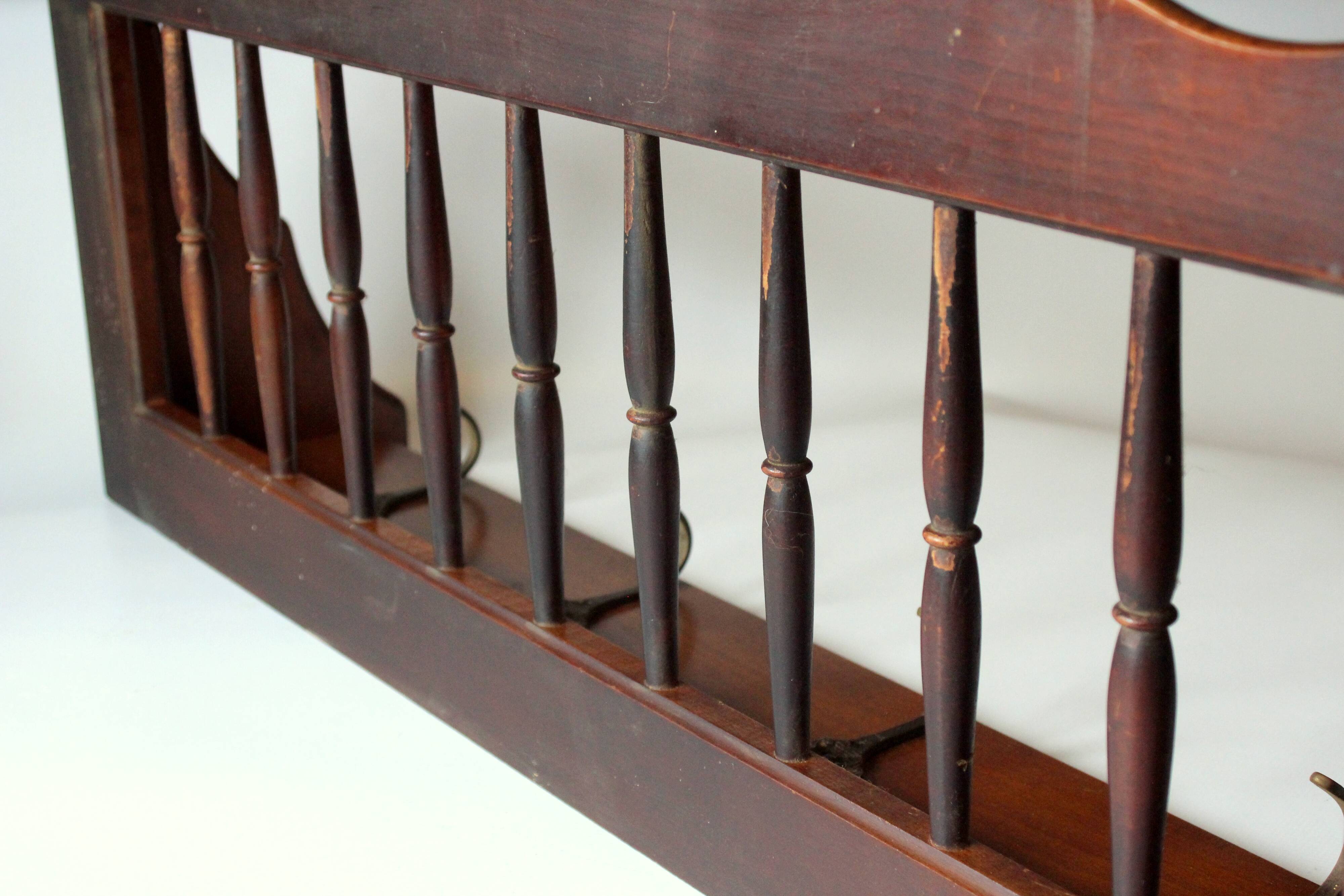 Wall mounted wooden coat rack with shelf wear hats and 4 brass hooks