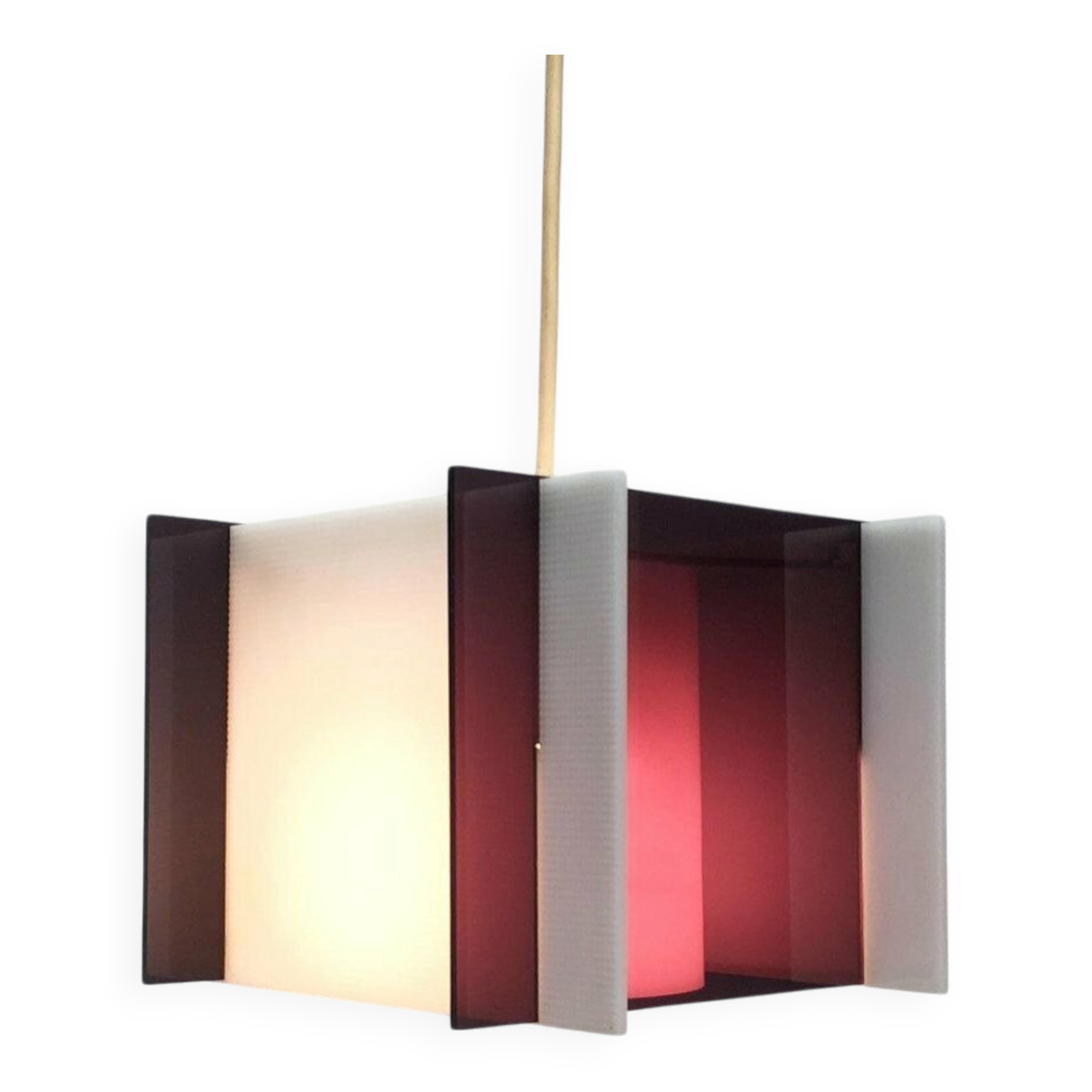 Mid-century space style acrylic cube pendant lamp, 1960s