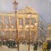 Post-impressionist painting Oil panel signed H. Wood Place Concorde PARIS