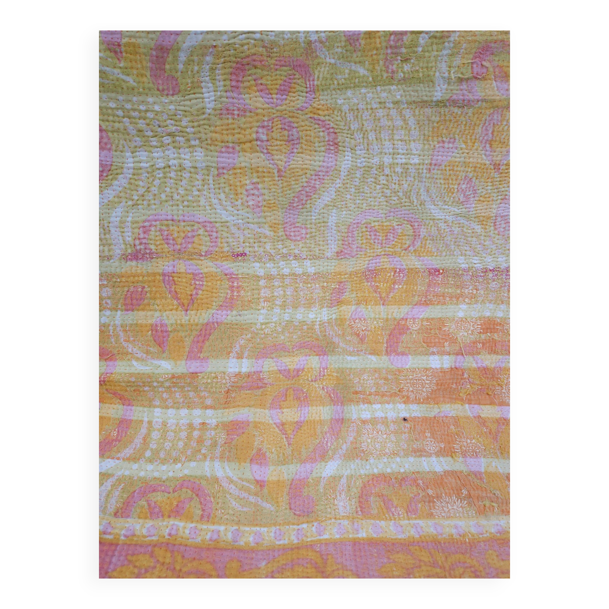 Fabric or plaid. old bed cover recycled and assembled worn deliberately