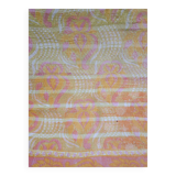 Tissu ou plaid. couvre lit ancien recyclé et assemblé usé volontairement