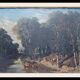 Très beau tableau Sabatier décrivant une scène avec des boeufs buvant à la rivière sur fond de Forêt