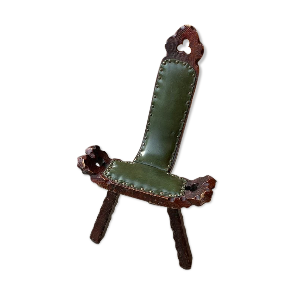 Spanish brutalist chair in wood, 1960s | Selency