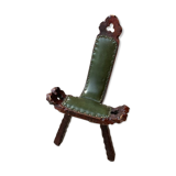 Chaise brutaliste espagnole en bois, années 1960