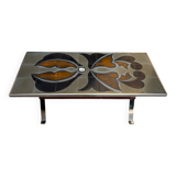 Vintage 1970s ceramic tile coffee table with chrome legs.