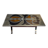 Vintage 1970s ceramic tile coffee table with chrome legs.
