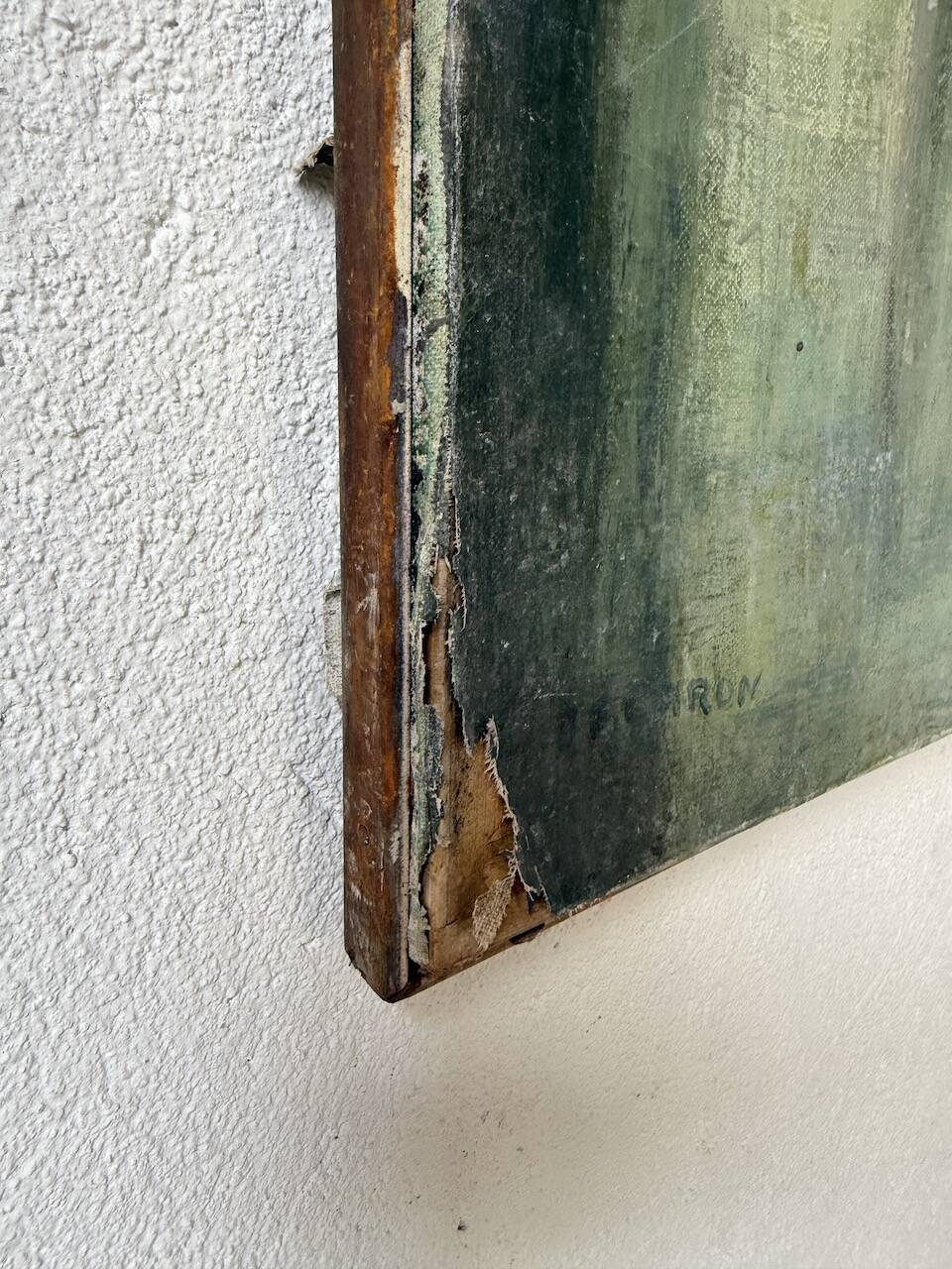 Toile abstraite nymphéas signée JP Perron, XXème