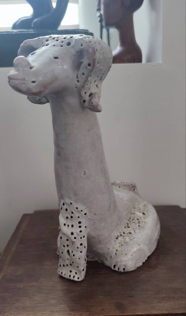 Ancienne sculpture zoomorphe terre cuite vernissée