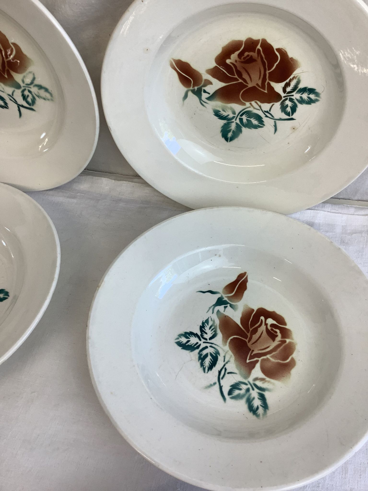 6 old Digoin soup plates